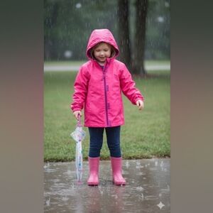Faded Glory Pink and Purple Hooded Raincoat